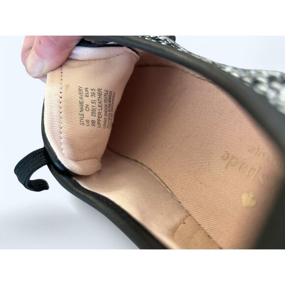 Kate Spade Averly Tweed Scallop Lace up Sneakers Black & White Preppy sz 9 NEW - Picture 8 of 9